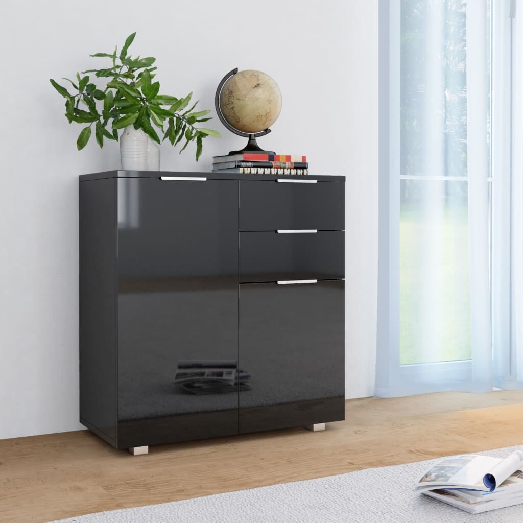 vidaXL Dressoir Zwart Hoogglans - 71cm - 35% Korting!