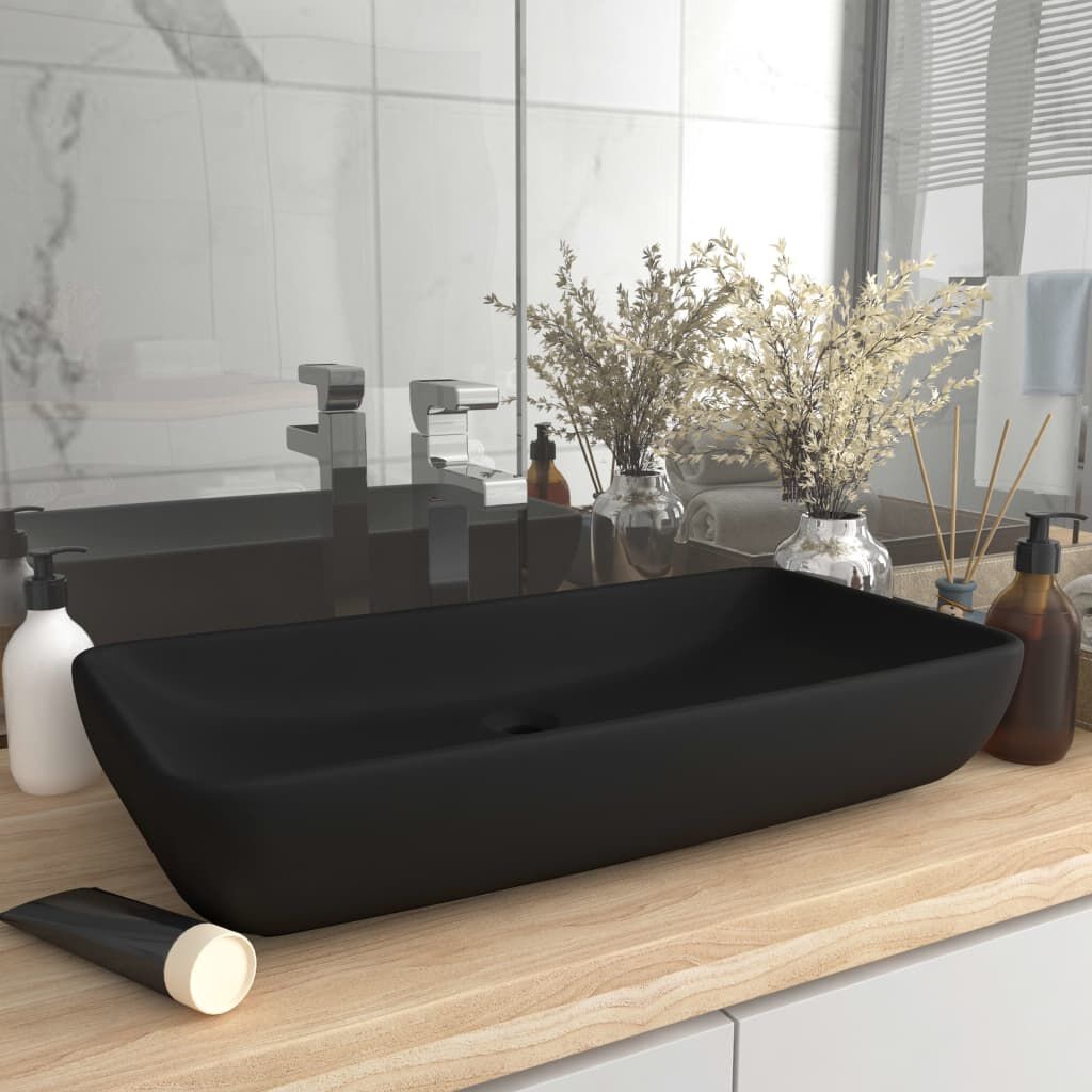 vidaXL Wastafel Mat Zwart 71x38cm - 35% Korting!