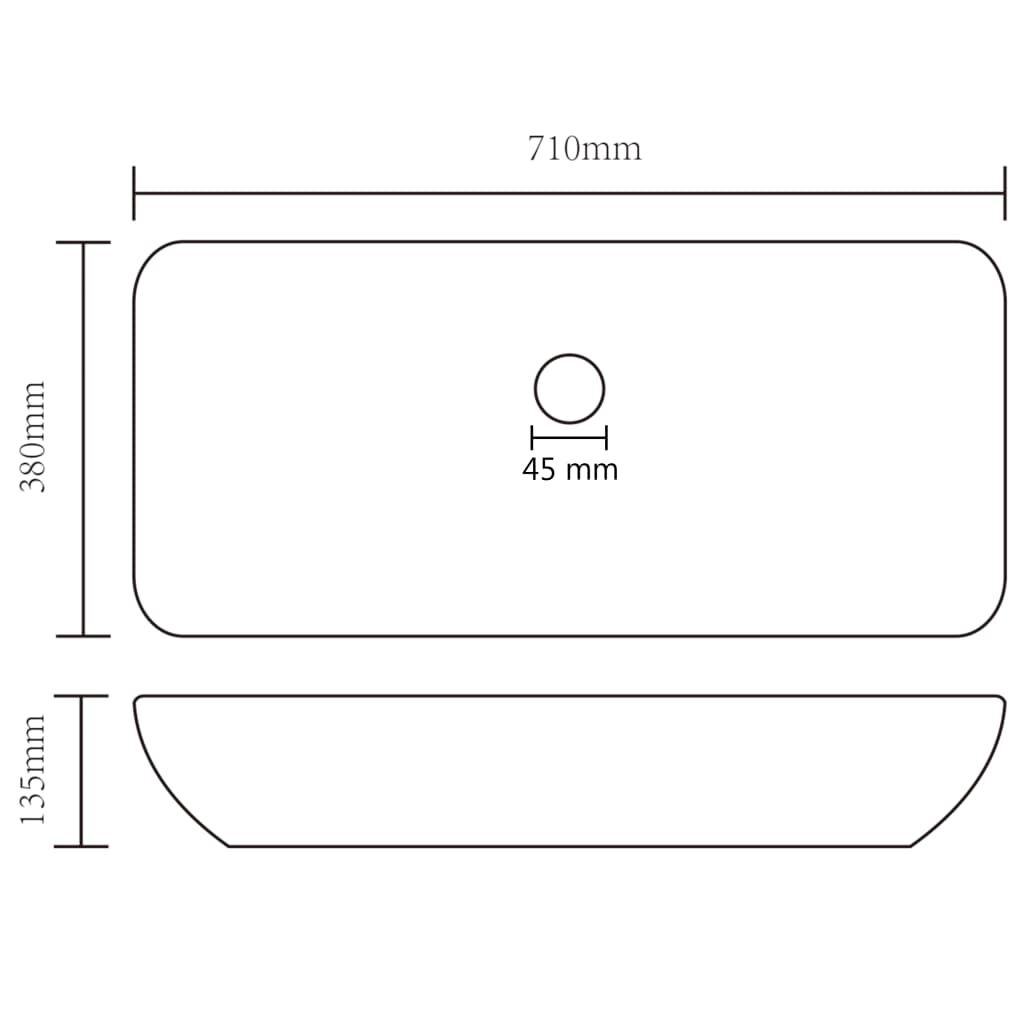 vidaXL Wastafel Mat Zwart 71x38cm - 35% Korting!