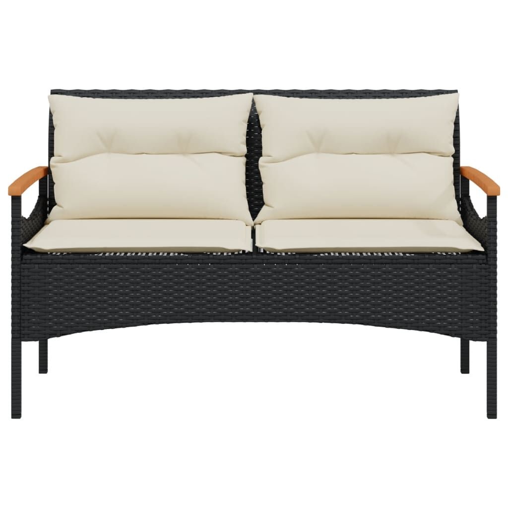 Tuinbank Zwart Rattan met Kussens - 35% Korting!