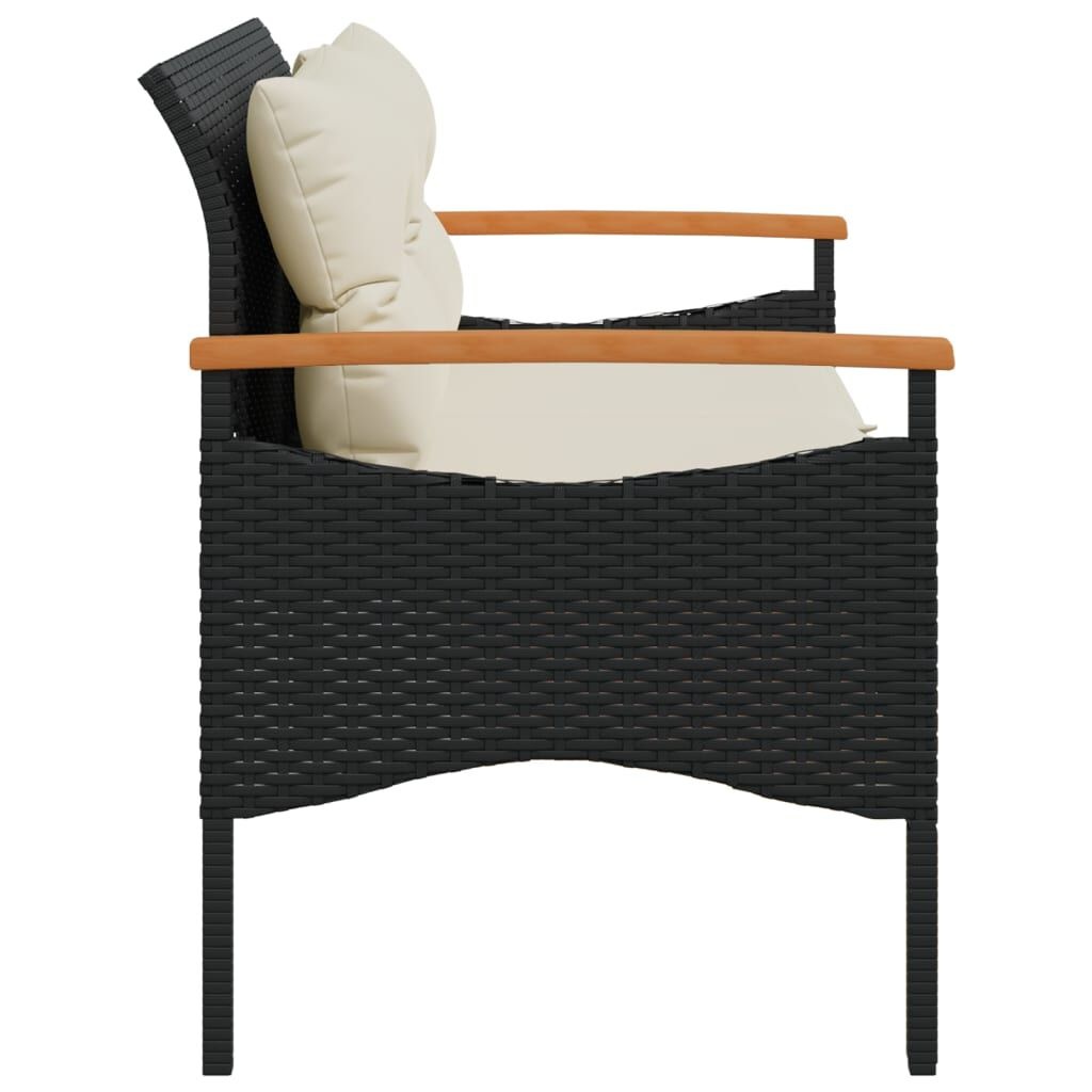 Tuinbank Zwart Rattan met Kussens - 35% Korting!