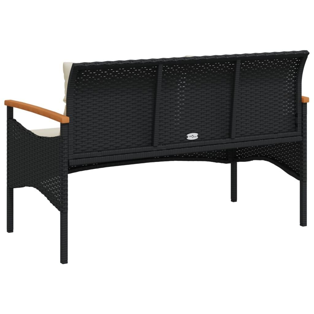 Tuinbank Zwart Rattan met Kussens - 35% Korting!