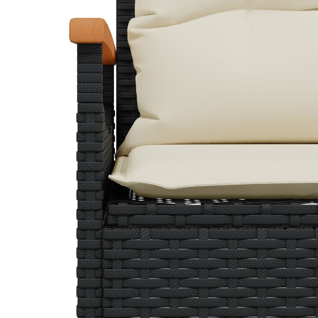 Tuinbank Zwart Rattan met Kussens - 35% Korting!