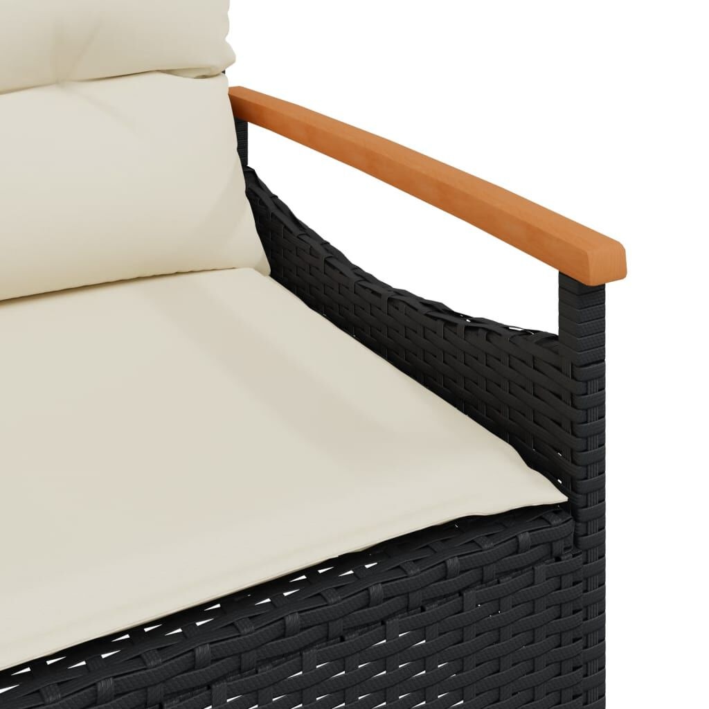 Tuinbank Zwart Rattan met Kussens - 35% Korting!