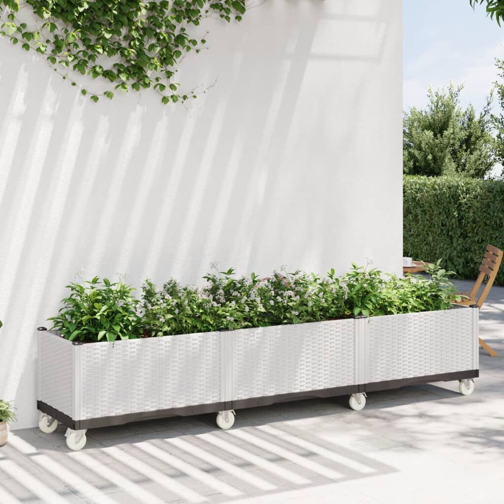 vidaXL Plantenbak Wit 240cm m/ Wielen -35% Korting! (Incompleet)