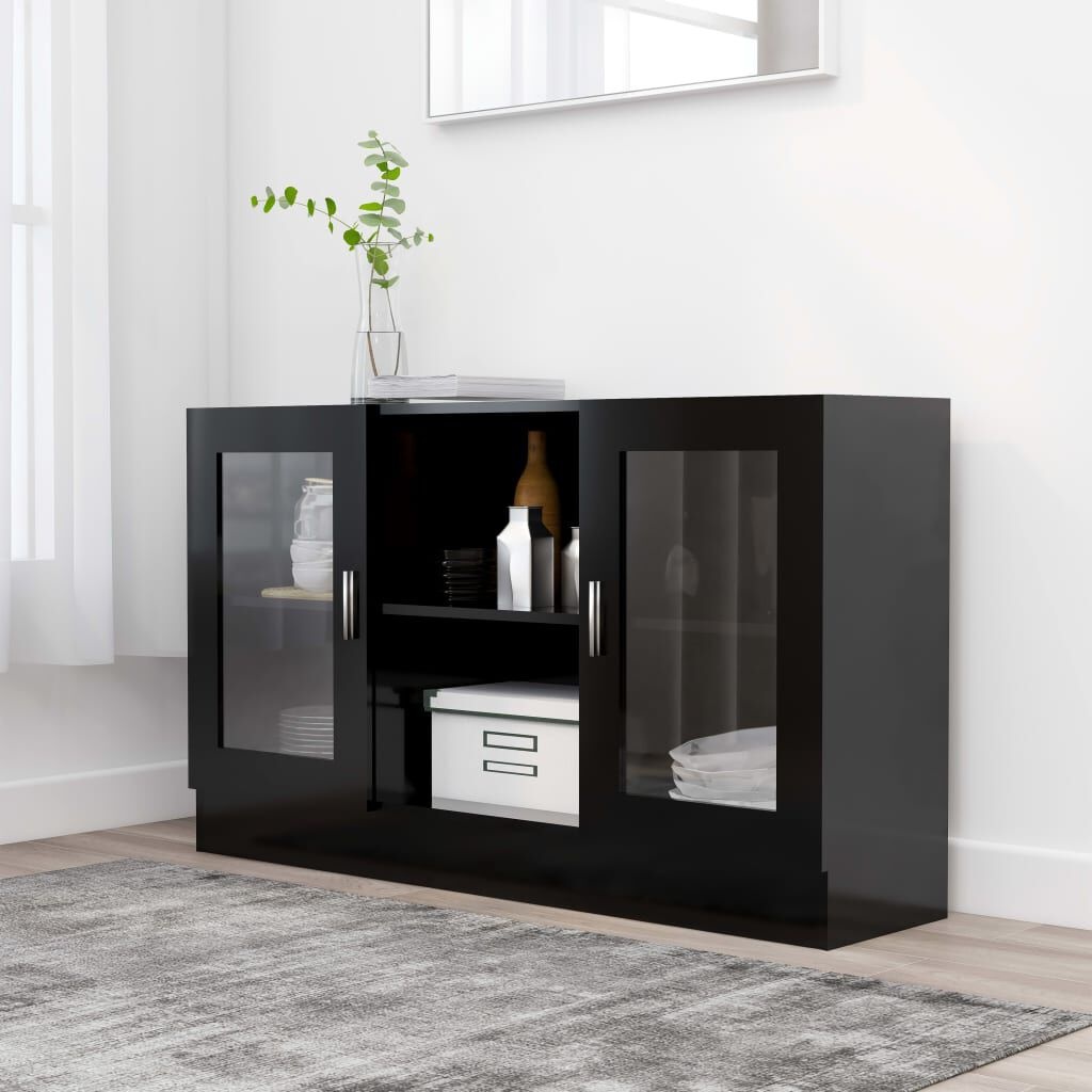 VidaXL Vitrinekast Zwart Hout - Beschadigd - 55% Korting!