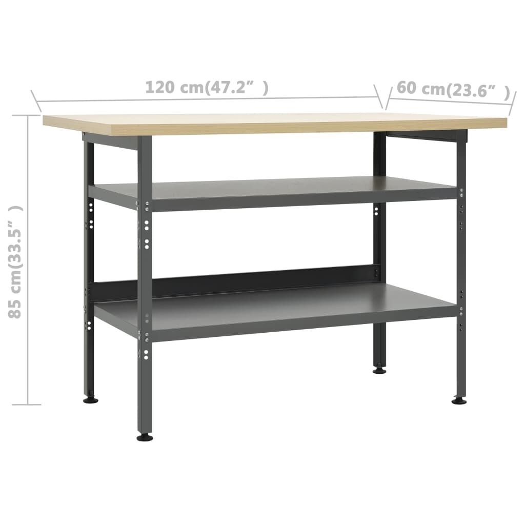 VidaXL Werkbank 120x60cm Grijs - 45% Korting! Nagenoeg Nieuw