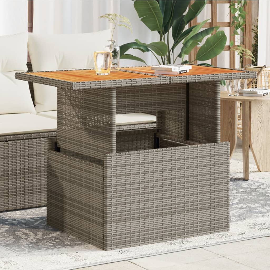 vidaXL Tuintafel Grijs Rattan/Acacia - 35% Korting!