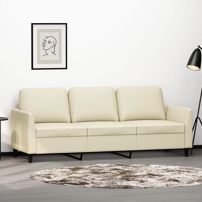 vidaXL Crème Driezitsbank Kunstleer - 45% Korting!
