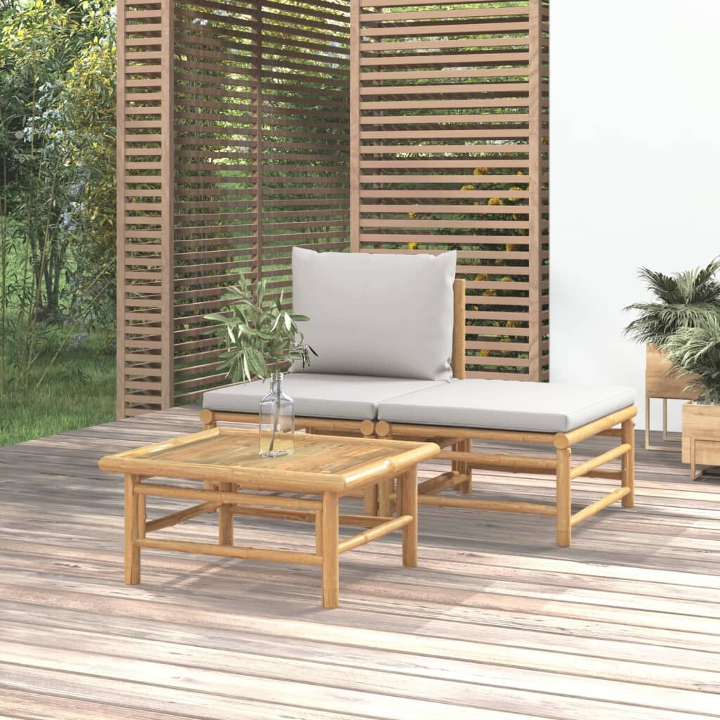 vidaXL Loungeset Bamboe Lichtgrijs -35%! Tuin & Balkon