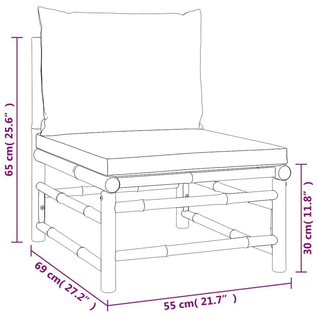 vidaXL Loungeset Bamboe Lichtgrijs -35%! Tuin & Balkon