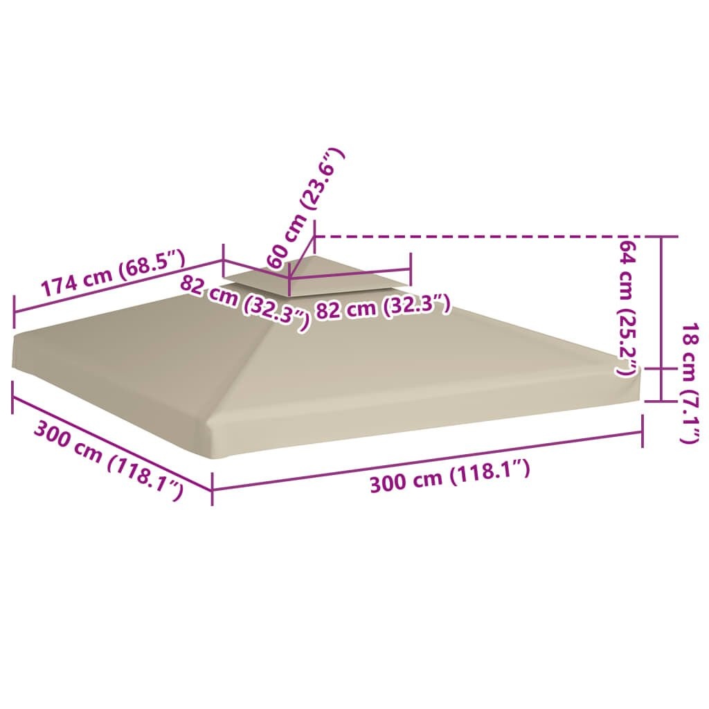 Prieel Vervangend Doek 3x3m Beige - 35% Korting!