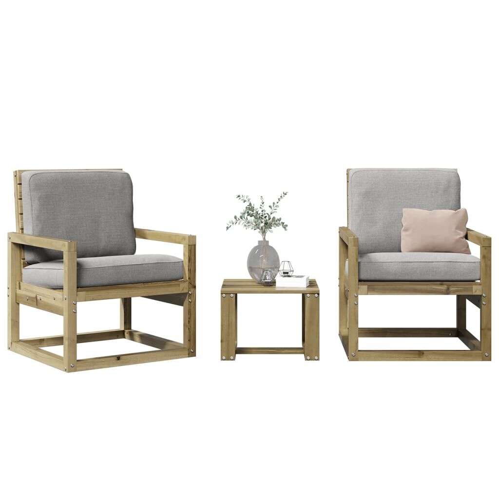 vidaXL 3-delige Loungeset Grenenhout - 35% Korting!