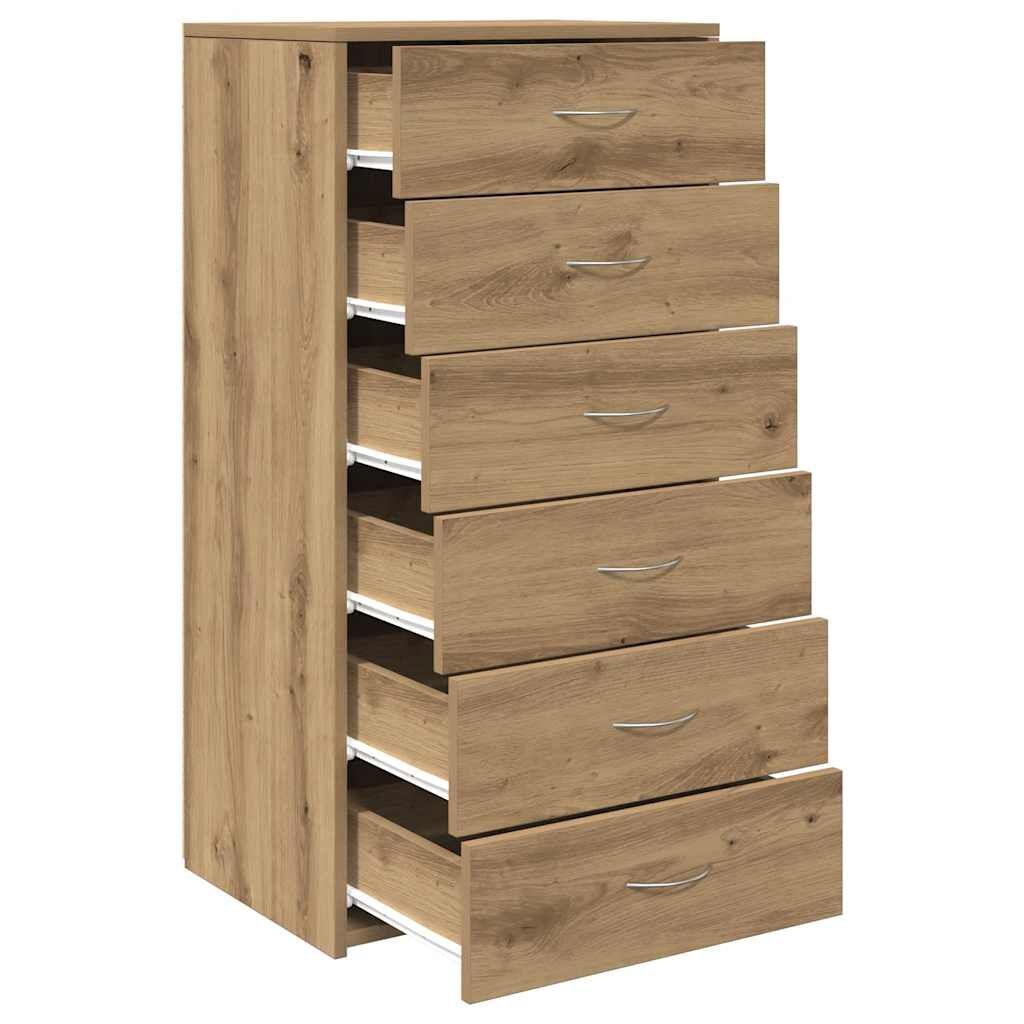 Dressoir Artisan Eiken - 6 Lades - 50x34x96cm - 35% Korting!