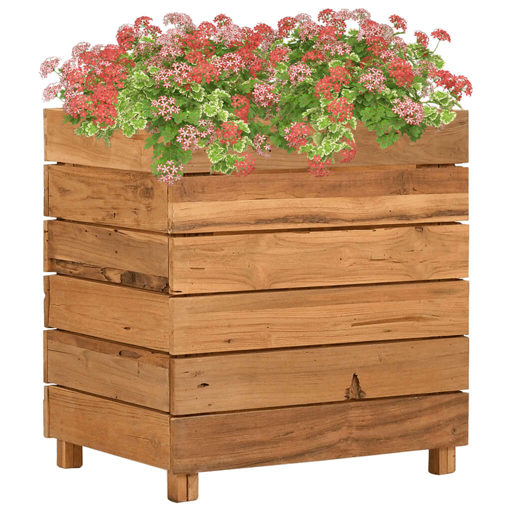 vidaXL Verhoogde Plantenbak Teakhout & Staal -50x40x55cm - 35% Korting!