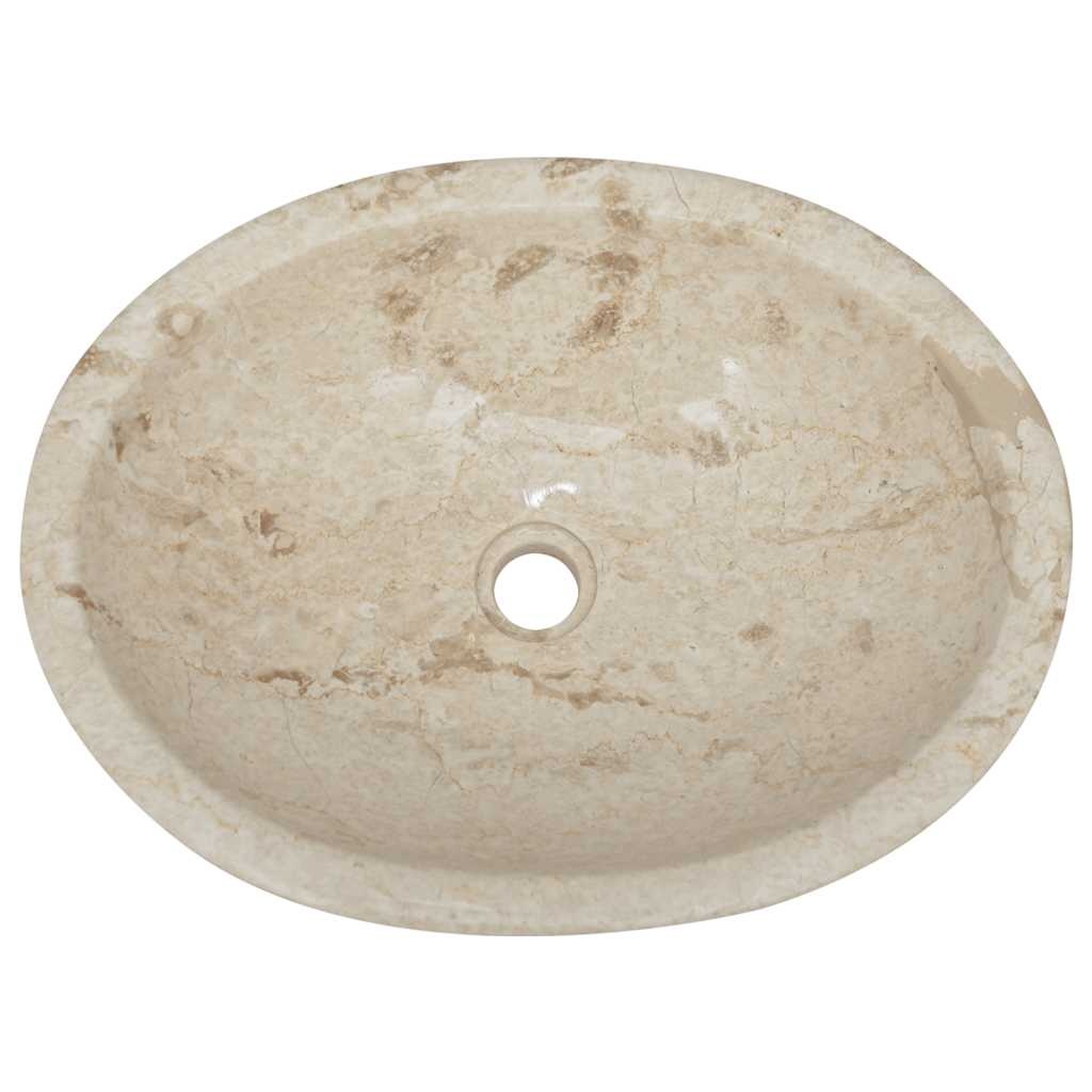 Marmeren Wastafel Crème 53cm - Prachtexemplaar met 35% Korting!