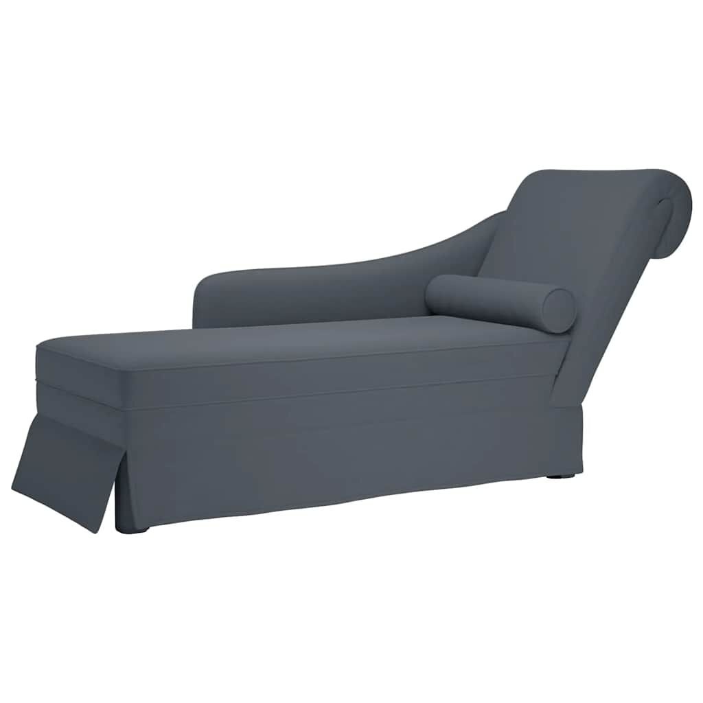 Chaise Longue Donkergrijs Fluweel + Bolster -35% Korting!