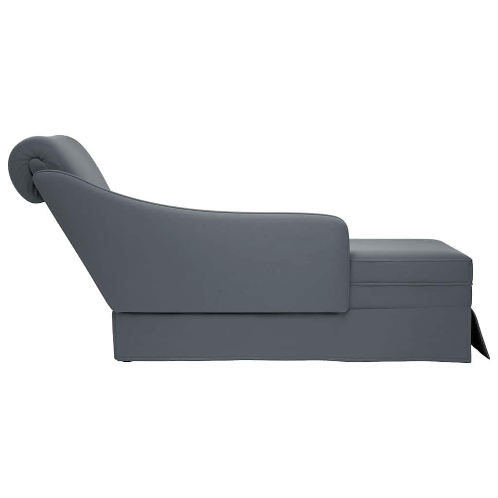 Chaise Longue Donkergrijs Fluweel + Bolster -35% Korting!