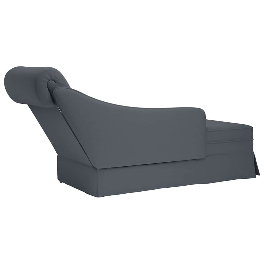 Chaise Longue Donkergrijs Fluweel + Bolster -35% Korting!