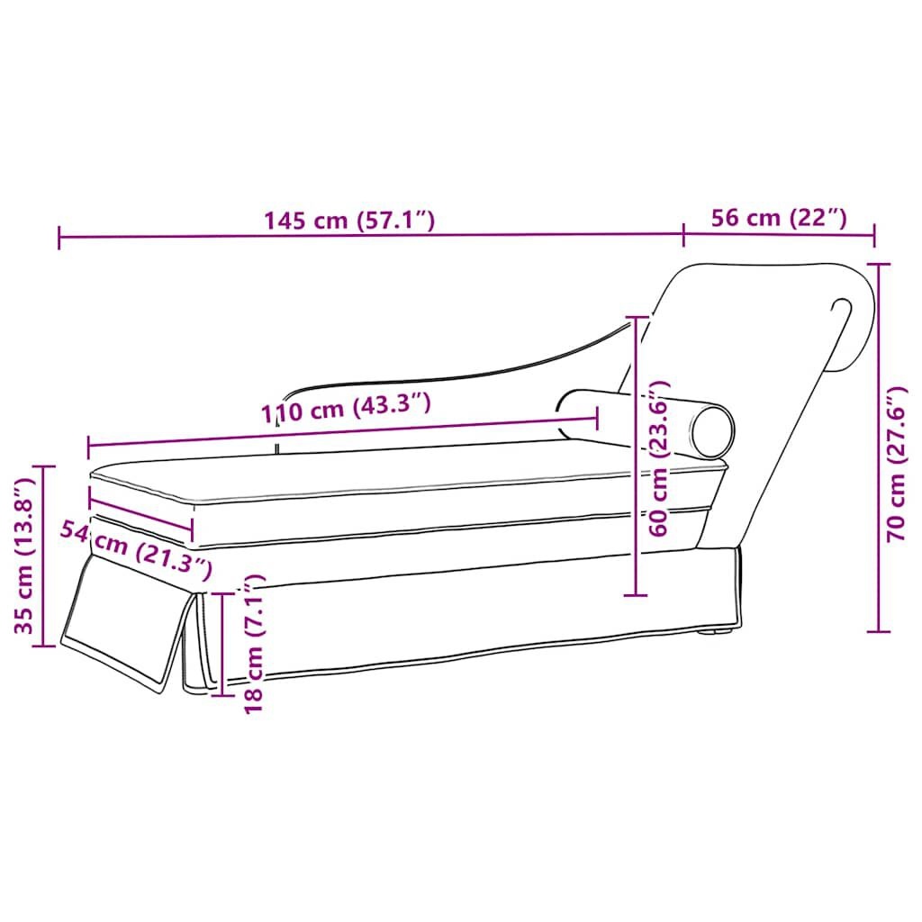 Chaise Longue Donkergrijs Fluweel + Bolster -35% Korting!