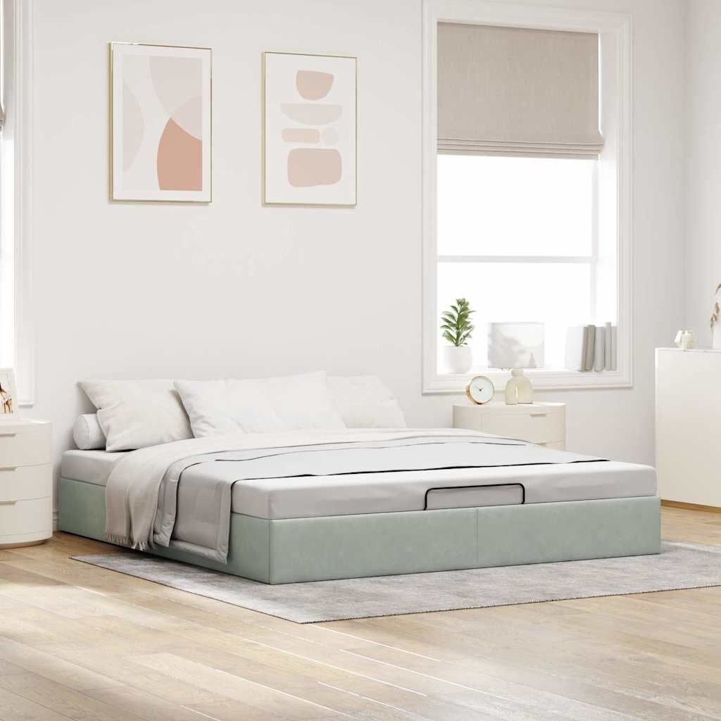vidaXL Ottoman Bed 180x200 Lichtgrijs -35%! Opbergruimte