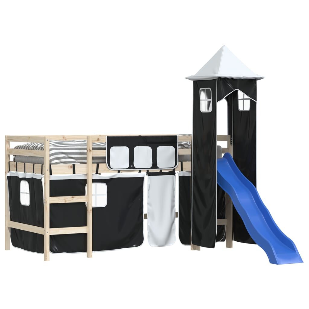 vidaXL Hoogslaper Gordijnen met Toren Wit/Zwart - 57% Korting!