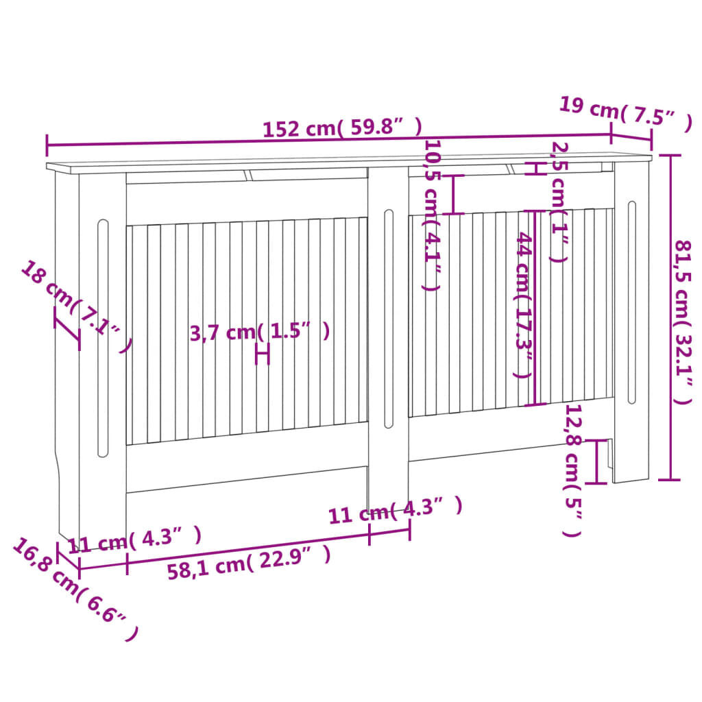 vidaXL Radiatorombouw Zwart 152cm - 35% Korting!