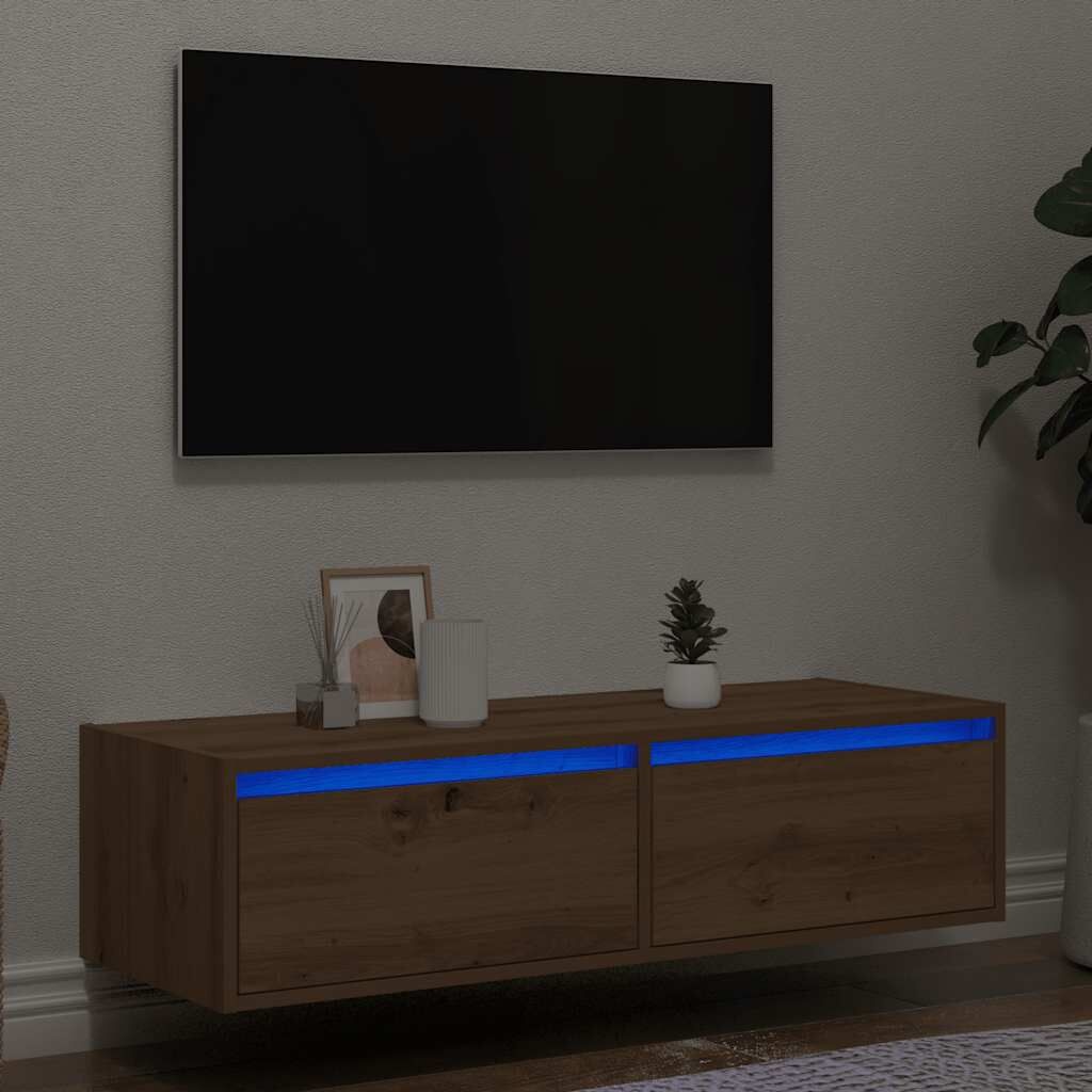 VidaXL TV Meubel Artisan Eiken, LED - 100cm - 62% Korting!