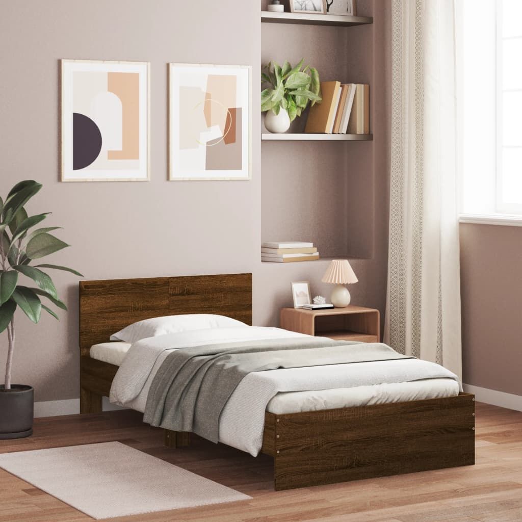 vidaXL Bedframe Bruin Eiken 100x200 - Lichte Gebruikssporen - 35% Korting!