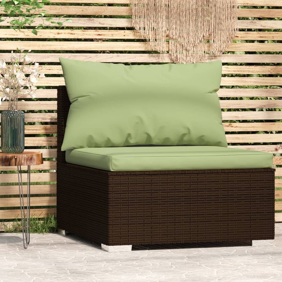 vidaXL Tuinmiddenbank Bruin met Kussen - 35% Korting!