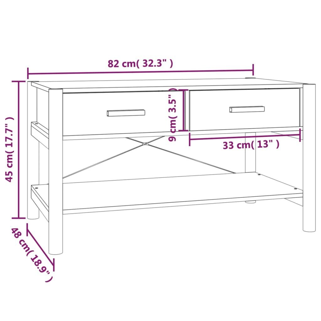 Salontafel Wit Hout 82x48x45cm - 35% Korting!