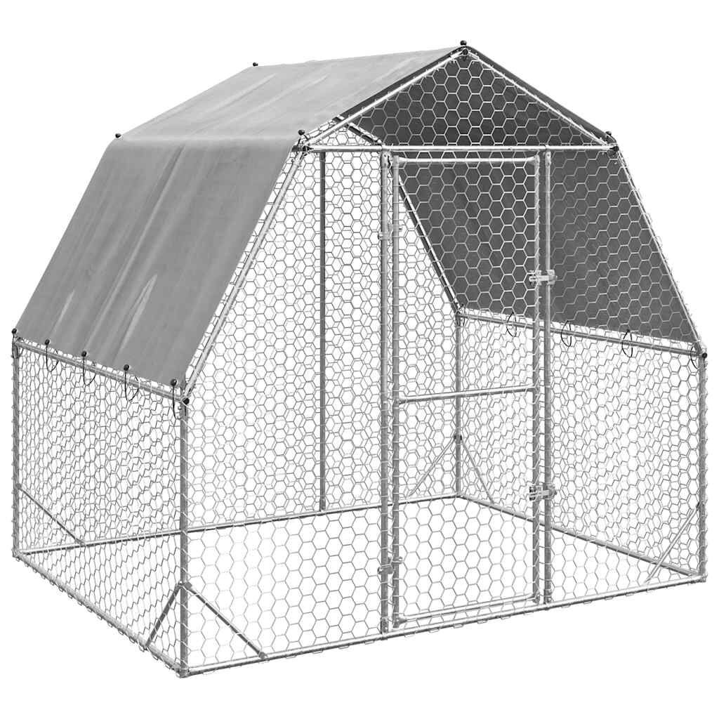 Kippenren met Dak 2,5x2m - 35% Korting! Gegalvaniseerd Staal