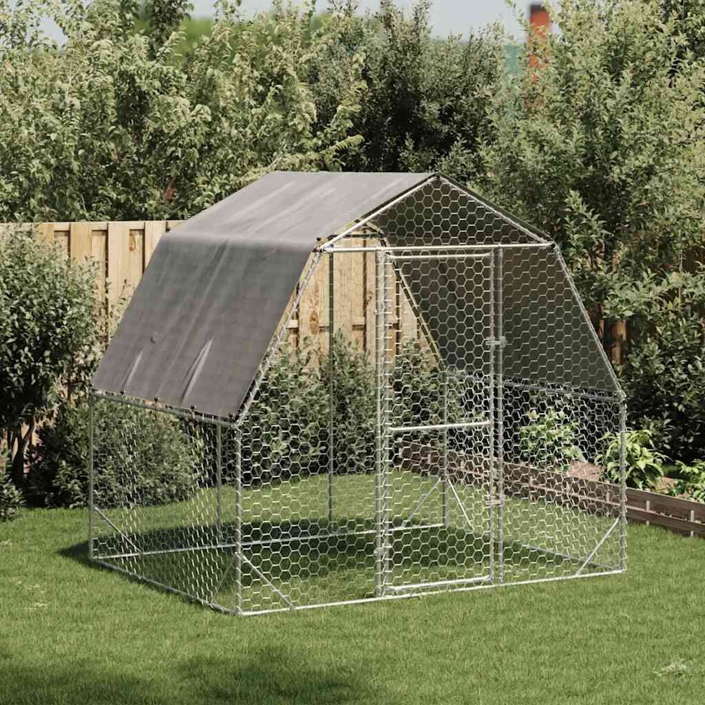 Kippenren met Dak 2,5x2m - 35% Korting! Gegalvaniseerd Staal