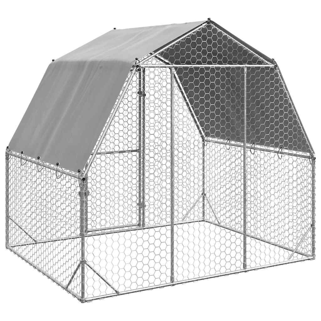 Kippenren met Dak 2,5x2m - 35% Korting! Gegalvaniseerd Staal