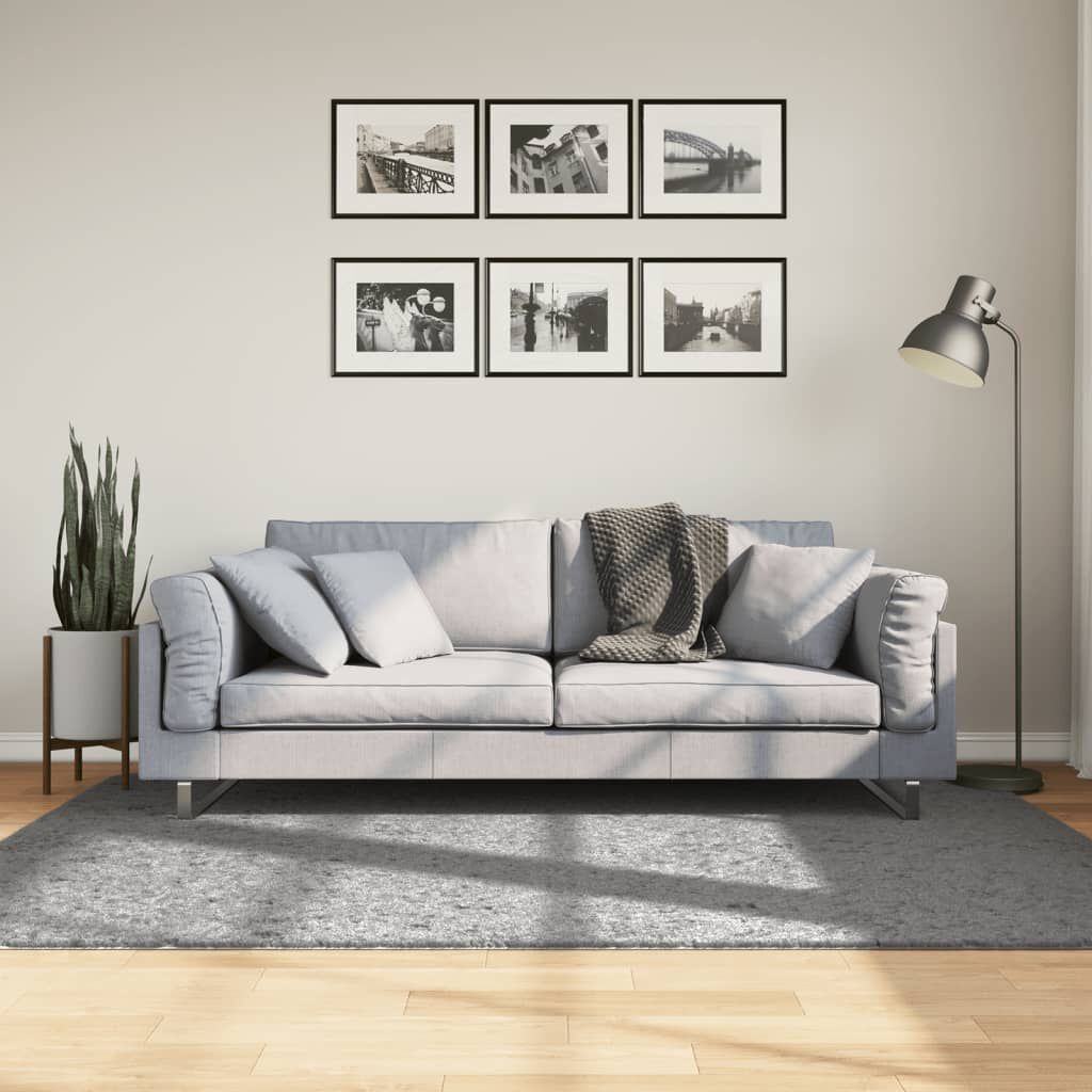 vidaXL Shaggy Vloerkleed Grijs 140x200 -53%! Topdeal