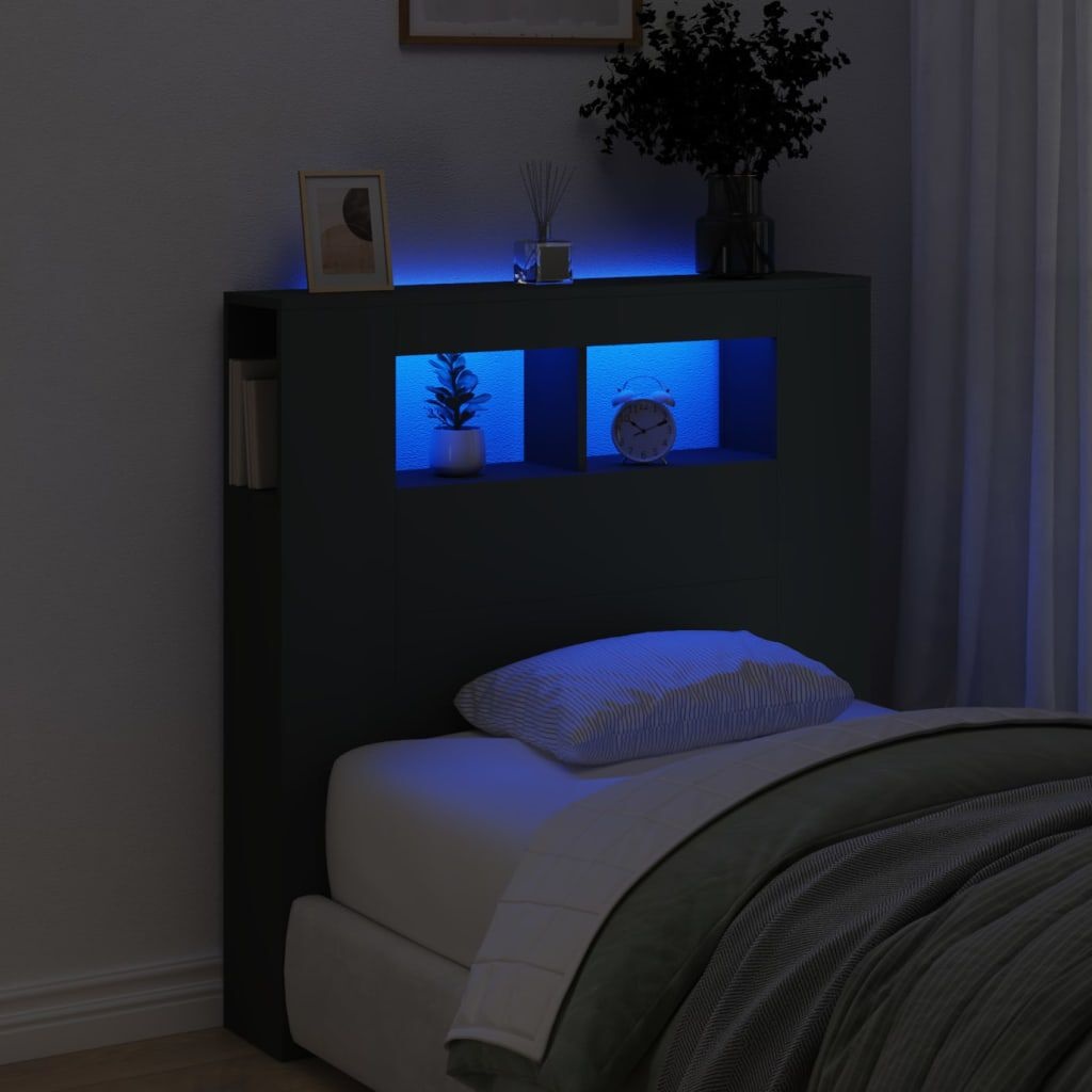 vidaXL LED Hoofdbord 100cm Zwart Hout - 57% Korting!