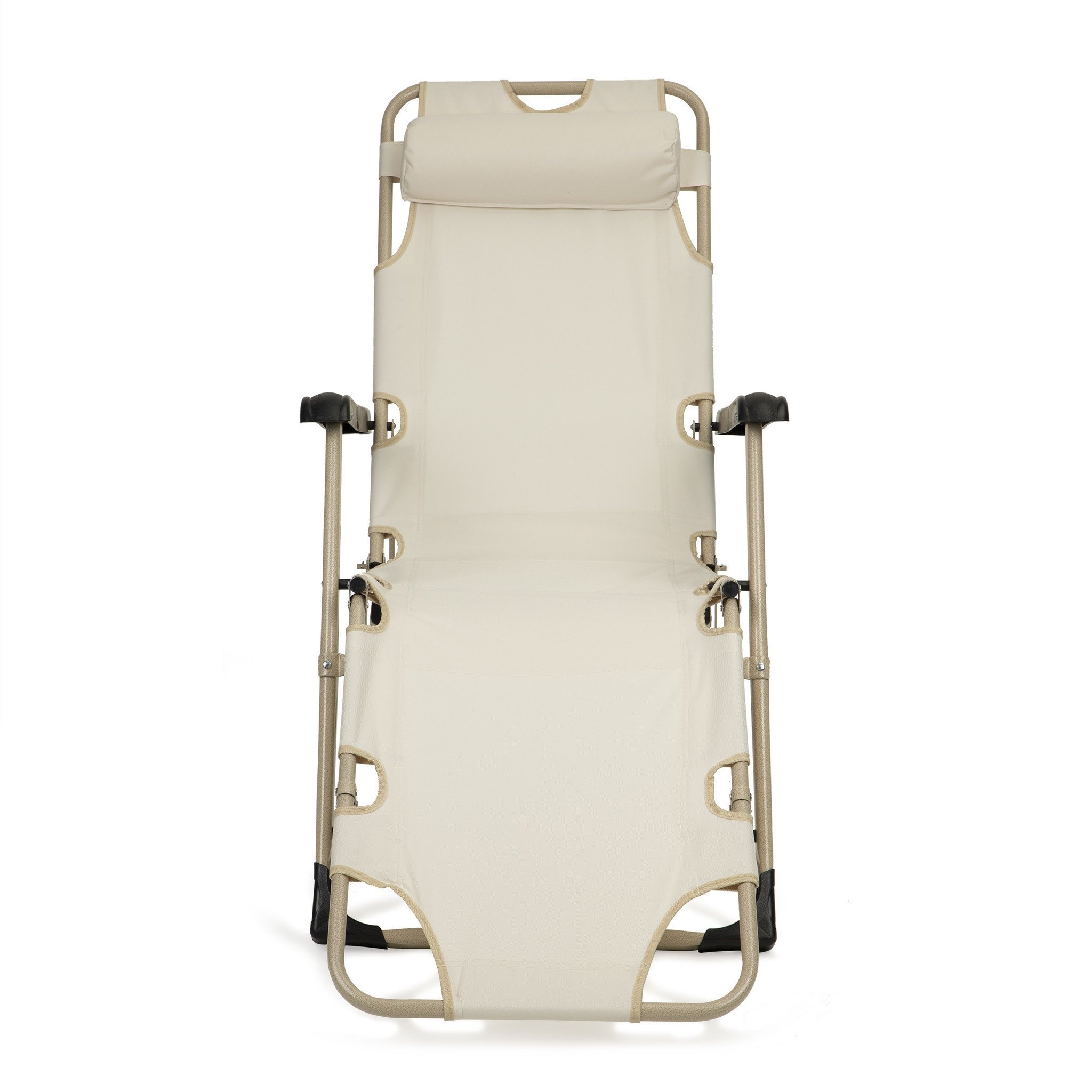 2-in-1 Tuinstoel/Ligbed Beige + Hoofdsteun -55% Korting!