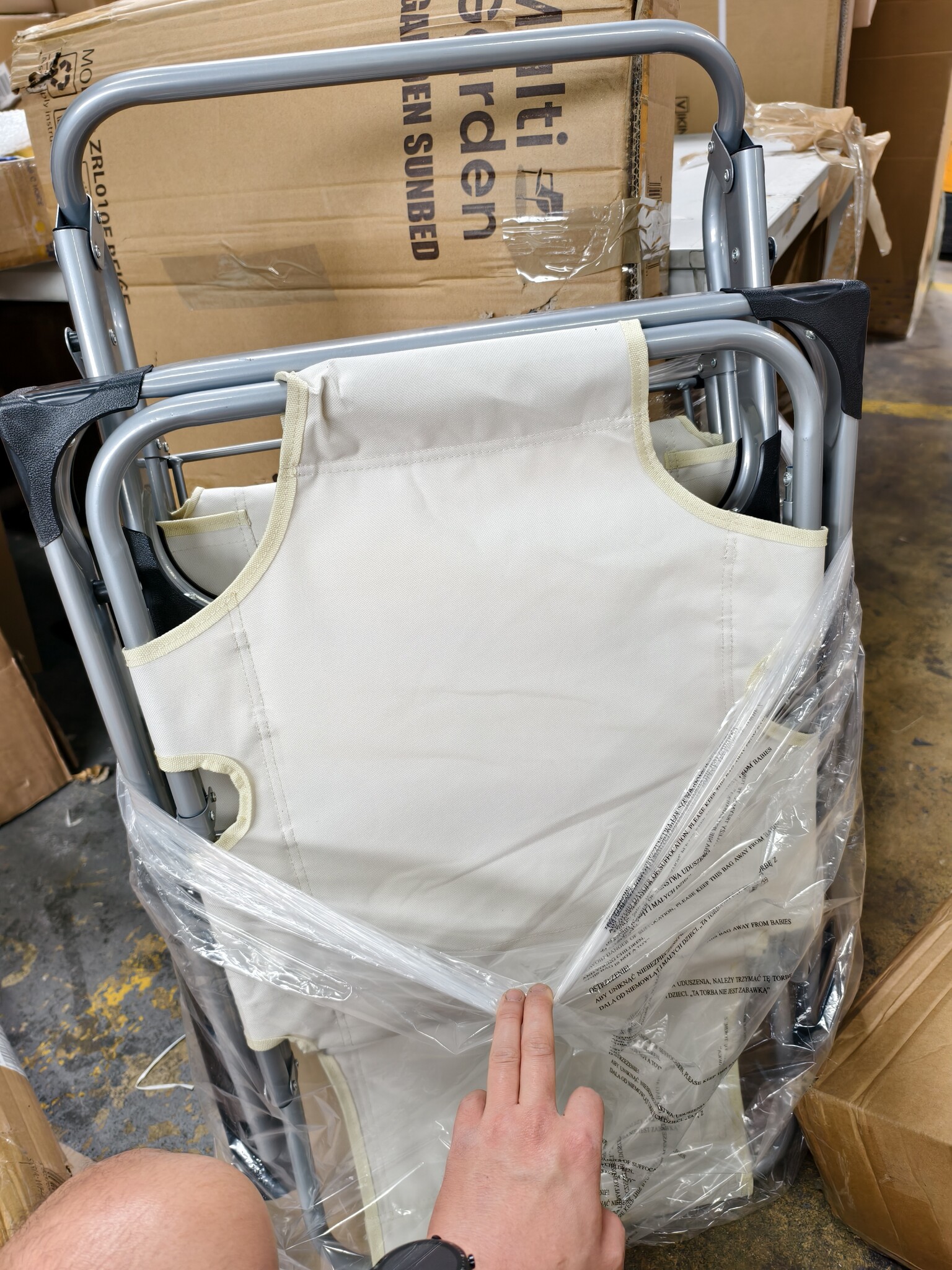 2-in-1 Tuinstoel/Ligbed Beige + Hoofdsteun -55% Korting!