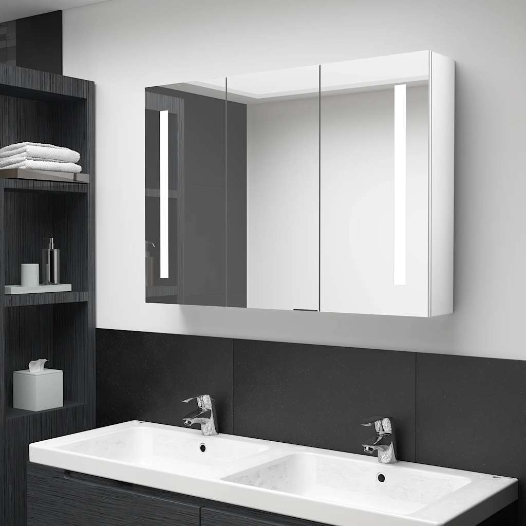 vidaXL Badkamerkast Spiegel+LED Wit 89cm -35% Korting!