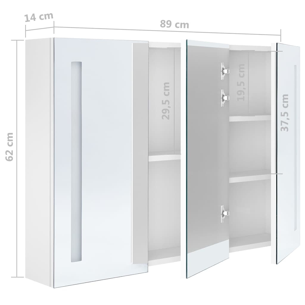vidaXL Badkamerkast Spiegel+LED Wit 89cm -35% Korting!