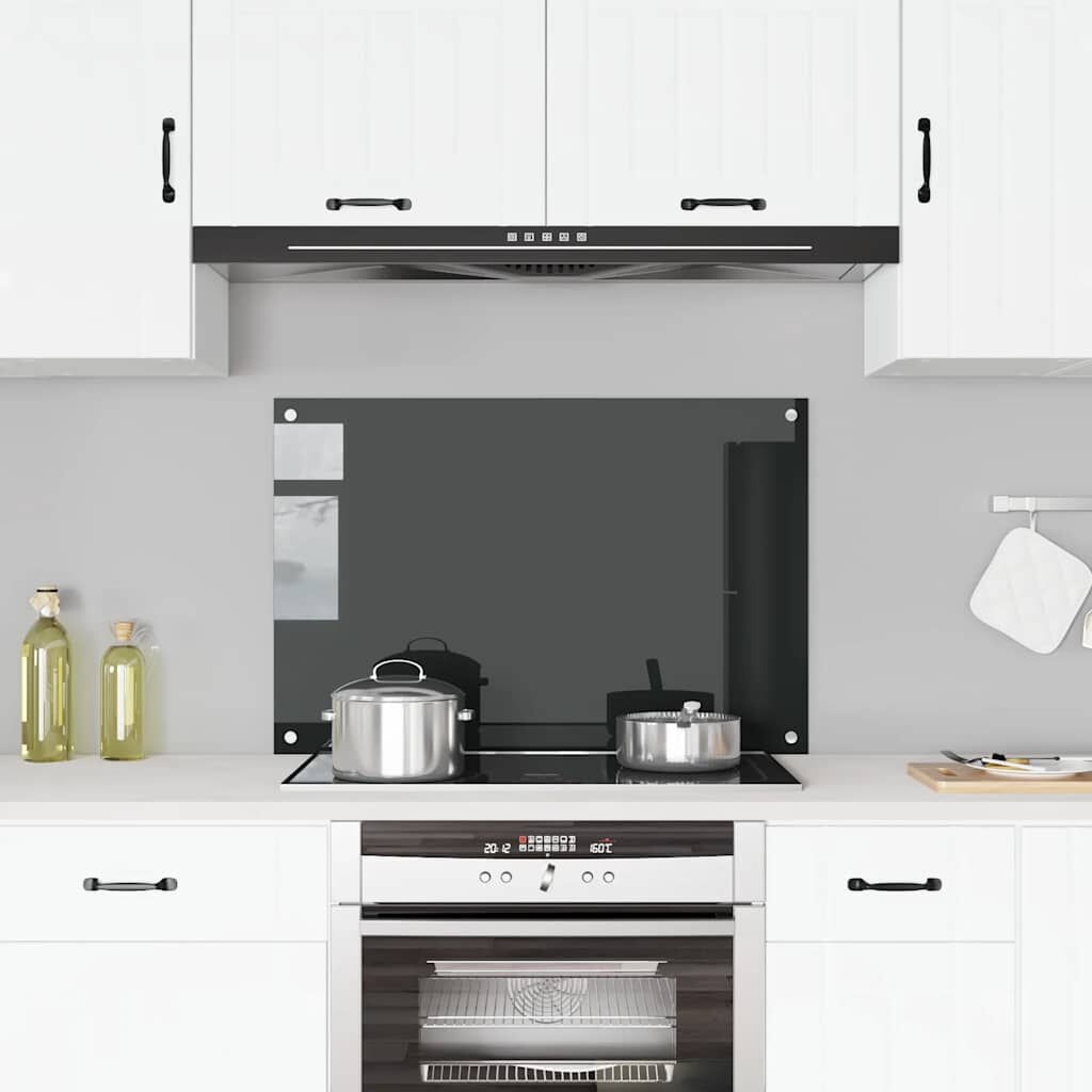 vidaXL Spatscherm Keuken Zwart Glas 90x60cm - 35% Korting!