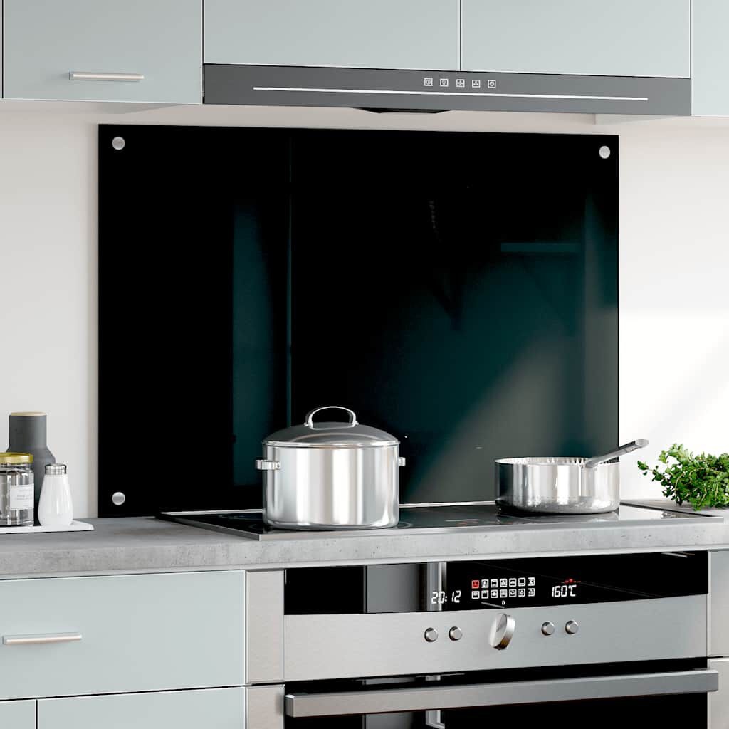 vidaXL Spatscherm Keuken Zwart Glas 90x60cm - 35% Korting!
