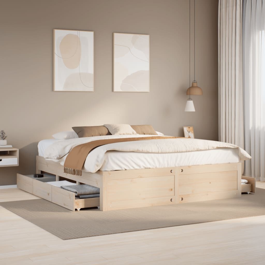 VidaXL Bedframe 200x200 Grenenhout + Lades -35%