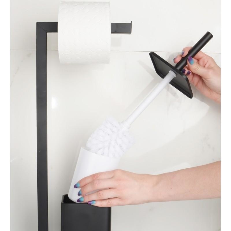 WC Rolhouder met Toiletborstel Zwart - 20x63cm - Deukje, Topdeal!