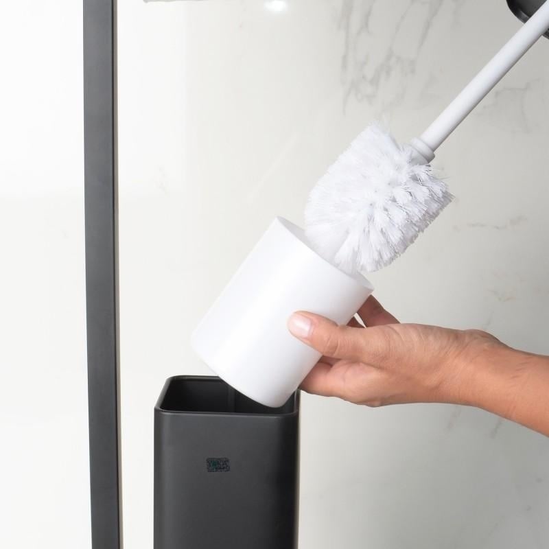 WC Rolhouder met Toiletborstel Zwart - 20x63cm - Deukje, Topdeal!