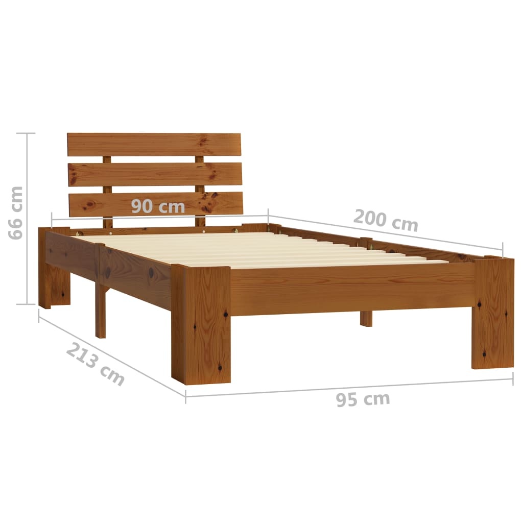 Grenen Bedframe 90x200 Honingbruin - 41% Korting!