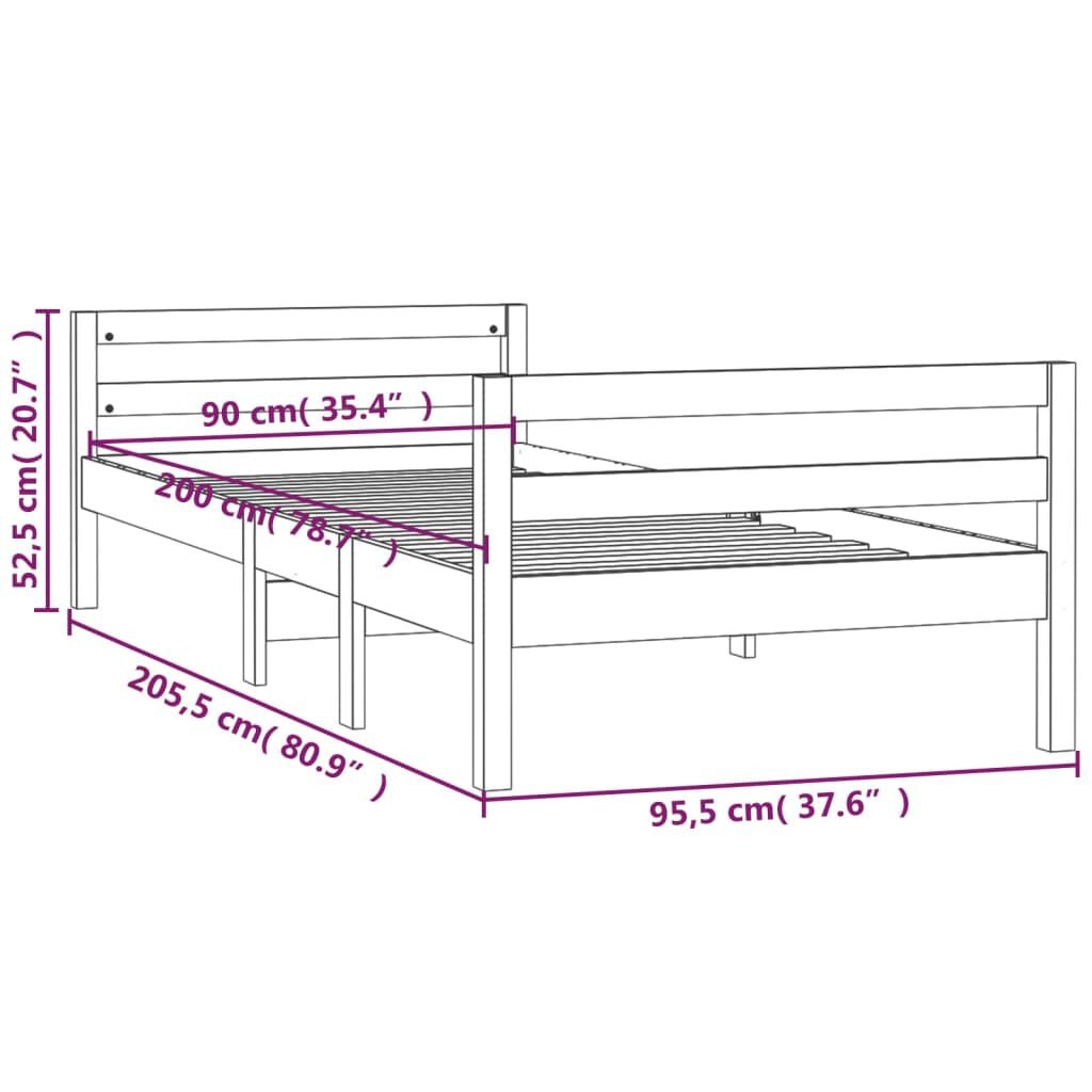 Grenen Bedframe 90x200 Zwart - 50% Korting! (Lichte Schade)