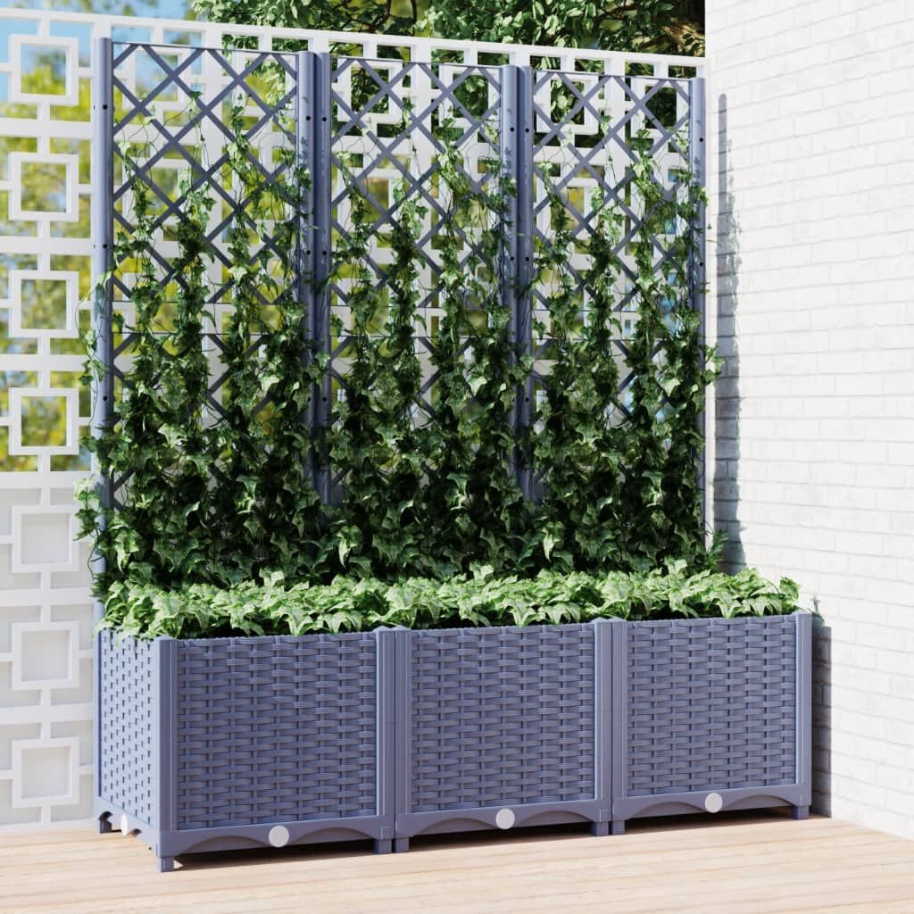 VidaXL Plantenbak met Latwerk 120cm Grijs - 35% Korting!