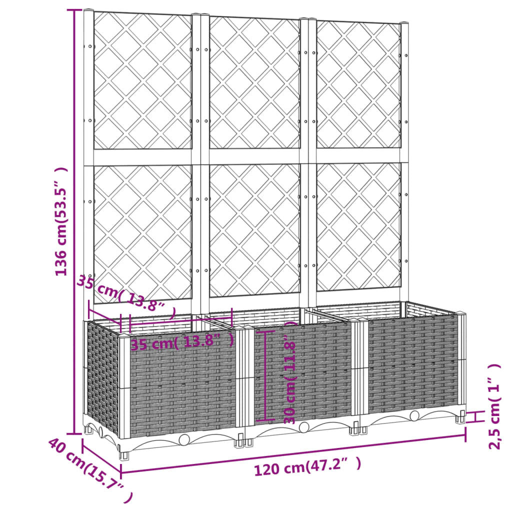 VidaXL Plantenbak met Latwerk 120cm Grijs - 35% Korting!