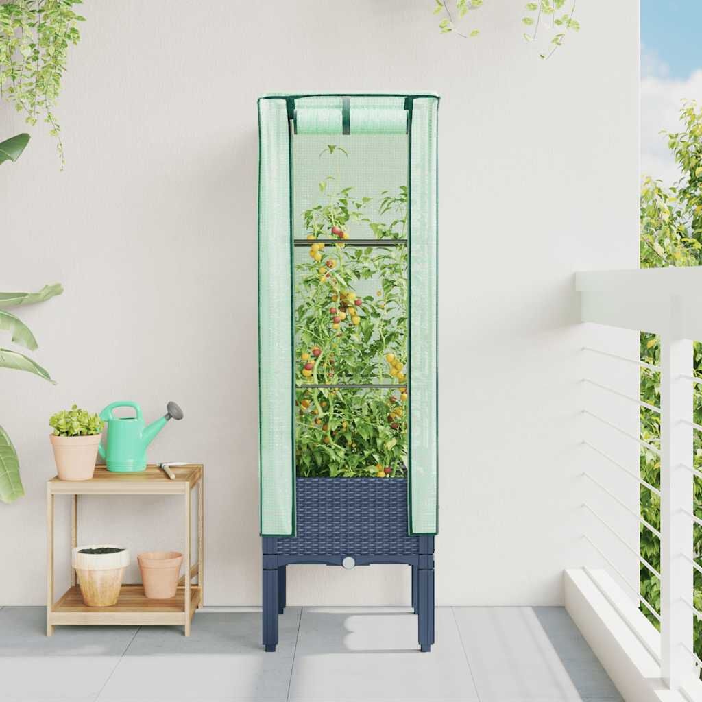 vidaXL Verhoogde Plantenbak met Kas 40x40x140cm Rattanlook -35%